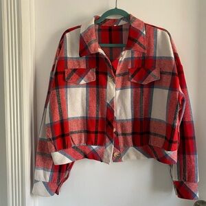 Plaid Red and White Women's Jacket size XL